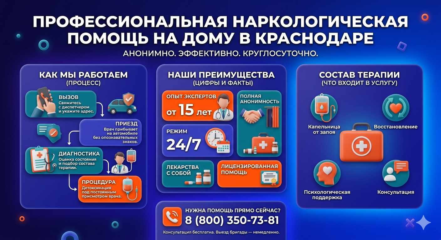 Инфографика о принципах лечения алкоголизма на дому в Алапаевске: этапы вызова нарколога, преимущества анонимной детоксикации и состав медицинской помощи.